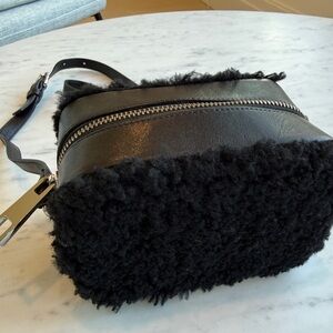 Black Sandro Shearling Crossbody Bag
